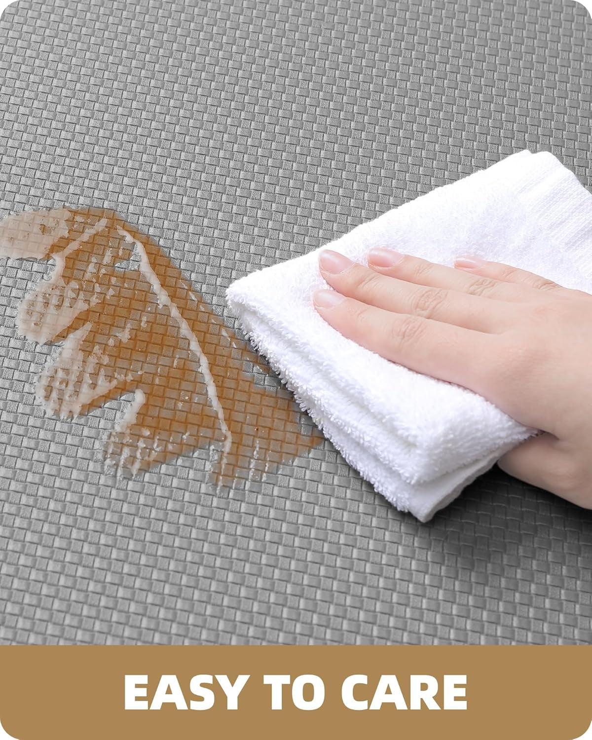 anti Fatigue Cushion Padded Kitchen Mat for Floor - 17X29+17X59,Easy Clean, Waterproof & Oil Proof, anti Slip, Foam Rubber Runner Rug for Front Sink Comfort Standing, Grey Set of 2