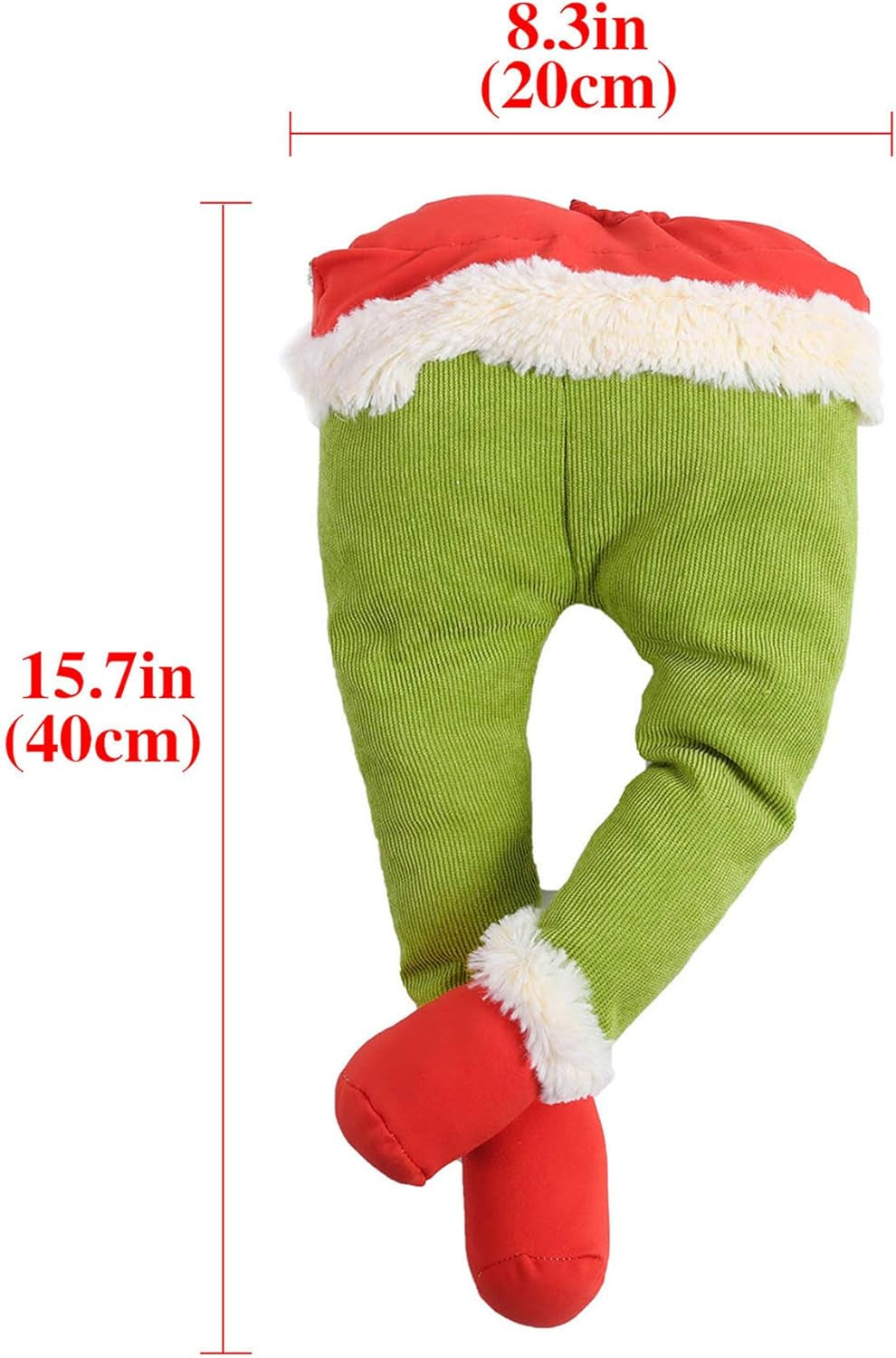 Elf Christmas Decorations Green Elf Christmas Tree Ornaments, Elf Plush Leg/Arms/Head for Christmas Tree, Stole Christmas Elf Stuffed Leg Elf Xmas Tree Topper Decorations (Leg)