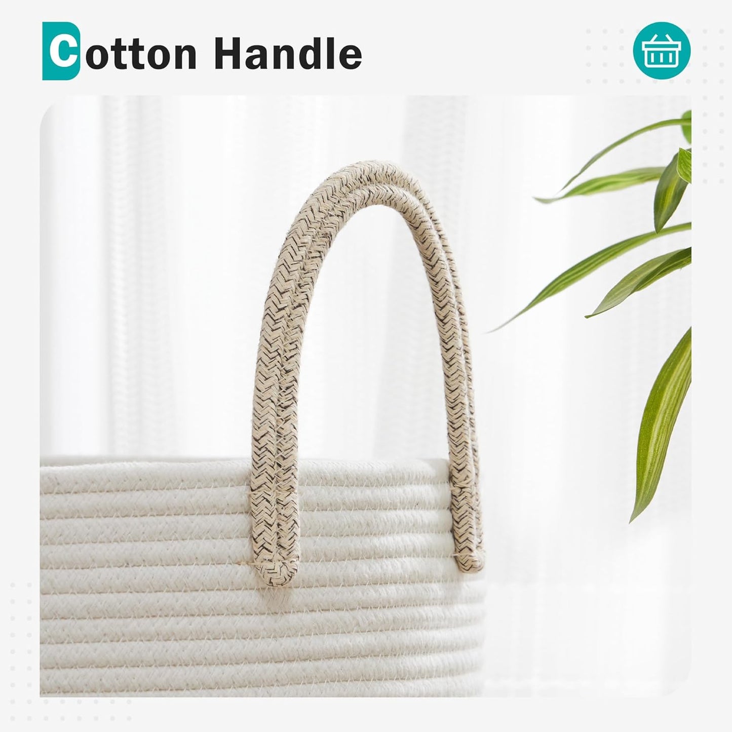 Cotton Rope Laundry Basket by , 58L Woven Collapsible Laundry Hamper, Clothes Hamper with Reinforced Handles in the Laundry Room, Bedroom, Bathroom, Brown