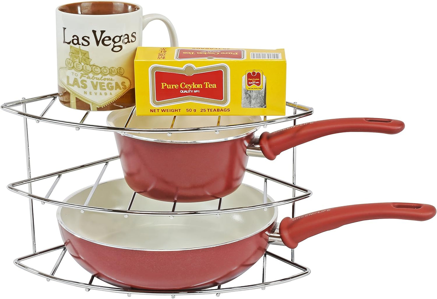 3-Tier Counter and Cabinet Corner Shelf Organizer, Chrome