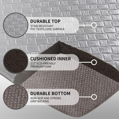 Kitchen Mat Enterway Floor Mat Housework Cushioned anti Fatigue Kitchen Rugs Standing Kitchen Decor Washing Room New Waterproof Non Skid Washable Rubber Sink Bottom Foam 17.3X29.5In(Gray)