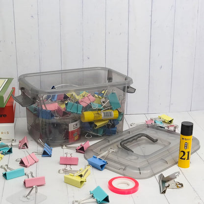 6 Pack Plastic Storage Bin with Handle, 5 Quart Small Latching Boxes, Clear Grey